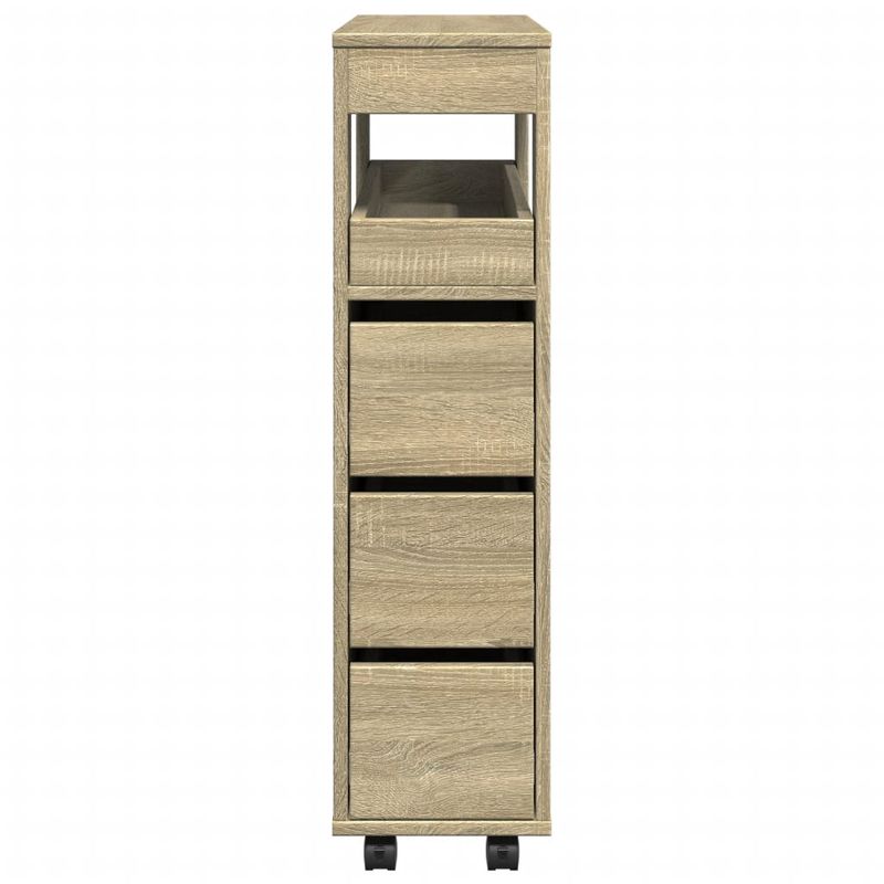 Casa si Gradina - Mobilier - Dulapuri si sifoniere - Dulapuri - Dulap de baie ingust cu roti, stejar sonoma, lemn prelucrat - Infinity.ro