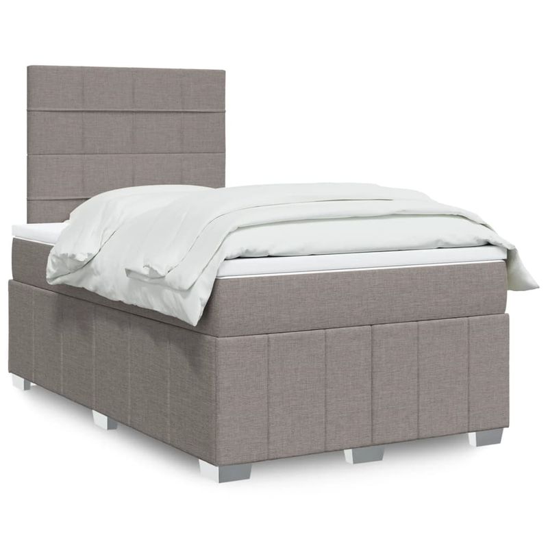 Casa si Gradina - Mobilier - Paturi si accesorii - Paturi - Pat box spring cu saltea, taupe, 120x190 cm material textil - Infinity.ro