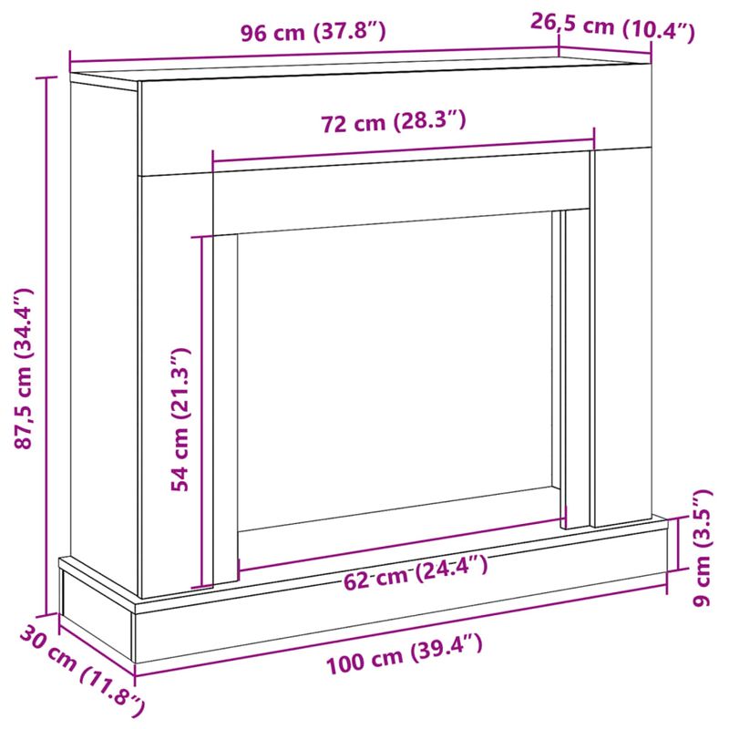 Casa si Gradina - Termice - Sobe, Seminee si accesorii - Accesorii seminee si sobe - Masca semineu, stejar artizanal, 100x30x87,5 cm, lemn prelucrat - Infinity.ro