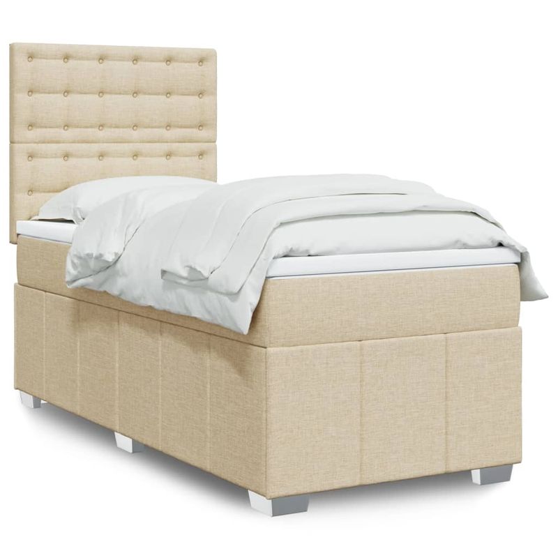 Casa si Gradina - Mobilier - Paturi si accesorii - Paturi - Pat box spring cu saltea, crem, 80x200 cm, textil - Infinity.ro