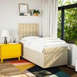 Casa si Gradina - Mobilier - Paturi si accesorii - Paturi - Pat box spring cu saltea, crem, 80x200 cm, textil - Infinity.ro