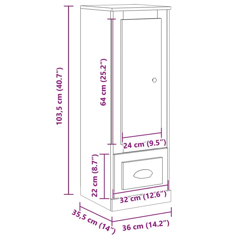 Casa si Gradina - Mobilier - Comode si corpuri - Corpuri bucatarie - Dulap inalt, artisian oak artizanal, 36x35,5x103,5 cm, lemn prelucrat - Infinity.ro