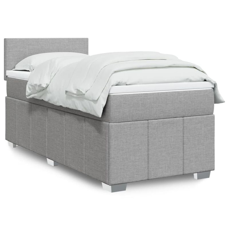 Casa si Gradina - Mobilier - Paturi si accesorii - Paturi - Pat continental cu saltea, gri deschis, 80x200 cm, textil - Infinity.ro