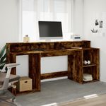 Casa si Gradina - Mobilier - Mese si birouri - Birouri - Birou cu lumini LED stejar fumuriu 200x55x91 cm lemn prelucrat - Infinity.ro