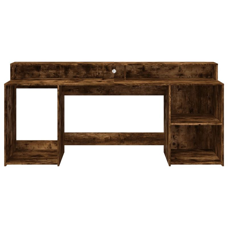 Casa si Gradina - Mobilier - Mese si birouri - Birouri - Birou cu lumini LED stejar fumuriu 200x55x91 cm lemn prelucrat - Infinity.ro