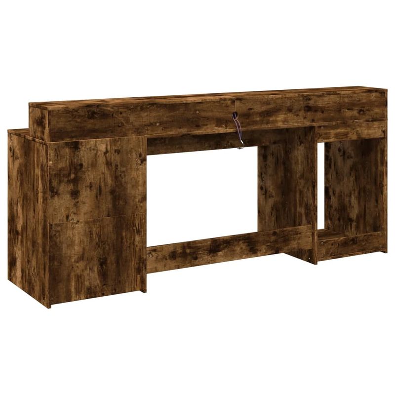 Casa si Gradina - Mobilier - Mese si birouri - Birouri - Birou cu lumini LED stejar fumuriu 200x55x91 cm lemn prelucrat - Infinity.ro