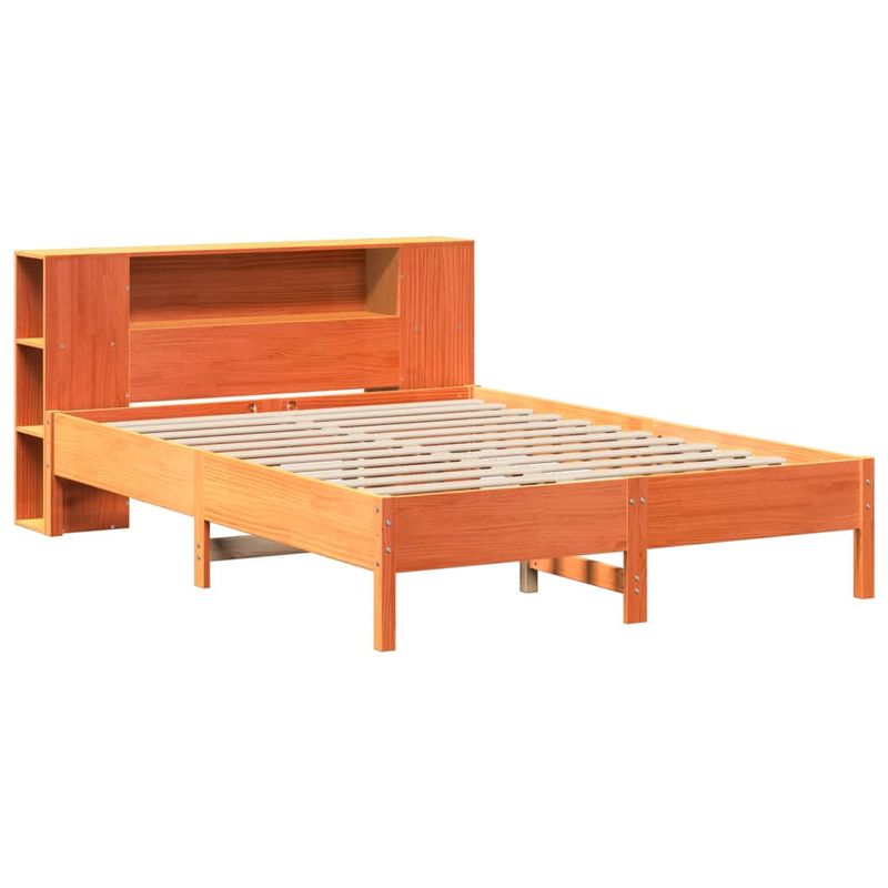 Casa si Gradina - Mobilier - Paturi si accesorii - Paturi - Pat cu biblioteca fara saltea maro 160x200 cm lemn masiv de pin - Infinity.ro