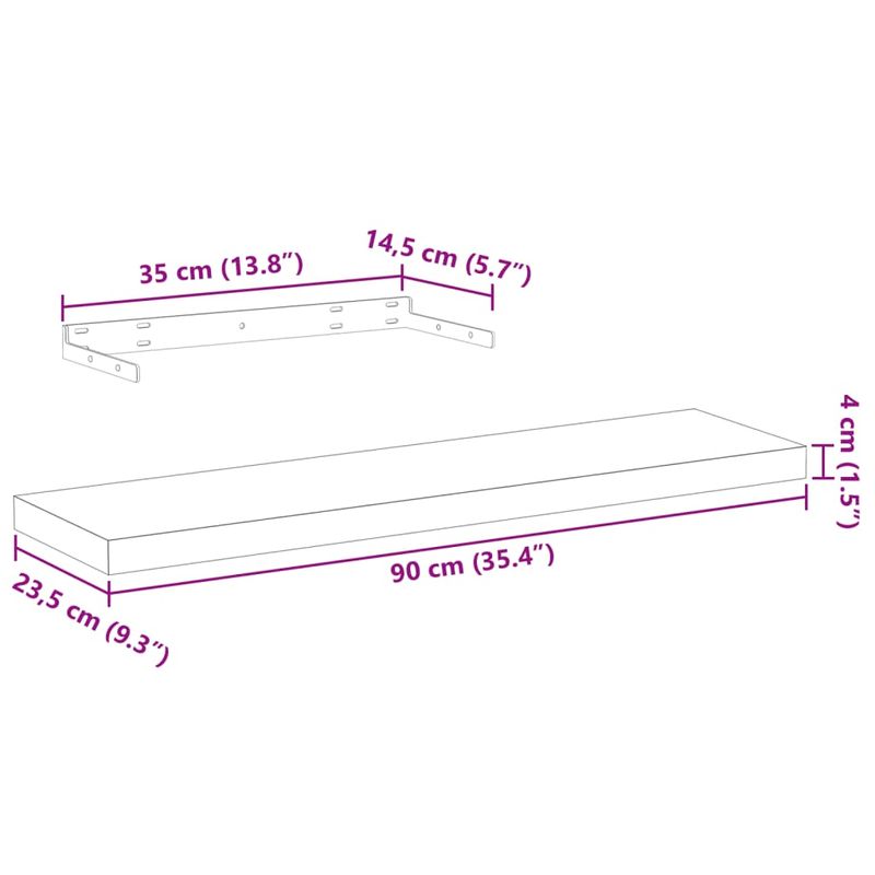 Casa si Gradina - Mobilier - Biblioteci si rafturi - Rafturi - Rafturi plutitoare, 4 buc., 90x23,5x4 cm, lemn prelucrat - Infinity.ro