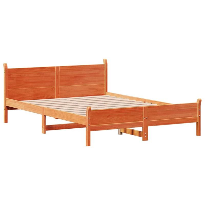 Casa si Gradina - Mobilier - Paturi si accesorii - Paturi - Cadru pat fara saltea, maro ceruit, 120x190 cm, lemn masiv pin - Infinity.ro