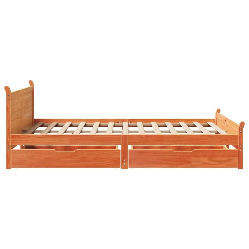 Casa si Gradina - Mobilier - Paturi si accesorii - Paturi - Cadru pat fara saltea, maro ceruit, 120x190 cm, lemn masiv pin - Infinity.ro