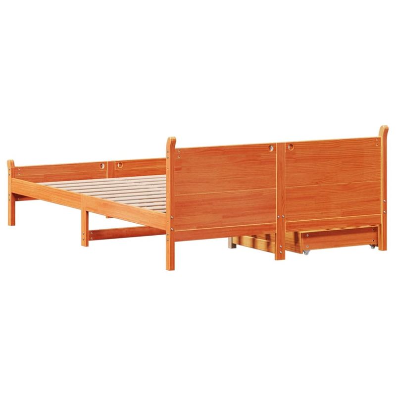 Casa si Gradina - Mobilier - Paturi si accesorii - Paturi - Cadru pat fara saltea, maro ceruit, 120x190 cm, lemn masiv pin - Infinity.ro