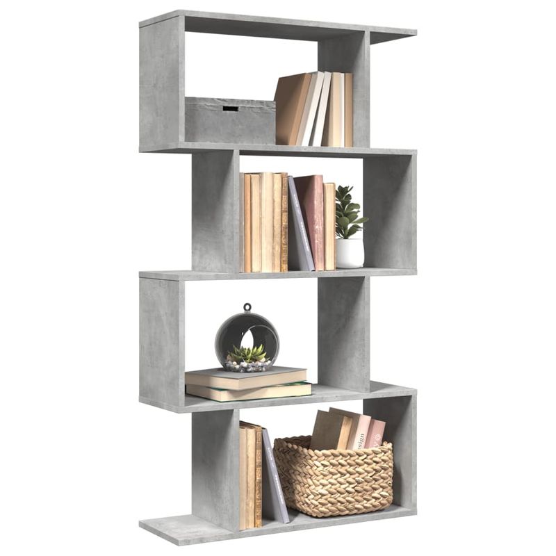 Casa si Gradina - Mobilier - Biblioteci si rafturi - Biblioteci - Biblioteca/separator 4 niveluri gri beton 70x24x129cm lemn - Infinity.ro