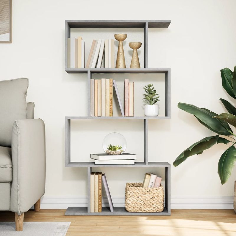 Casa si Gradina - Mobilier - Biblioteci si rafturi - Biblioteci - Biblioteca/separator 4 niveluri gri beton 70x24x129cm lemn - Infinity.ro