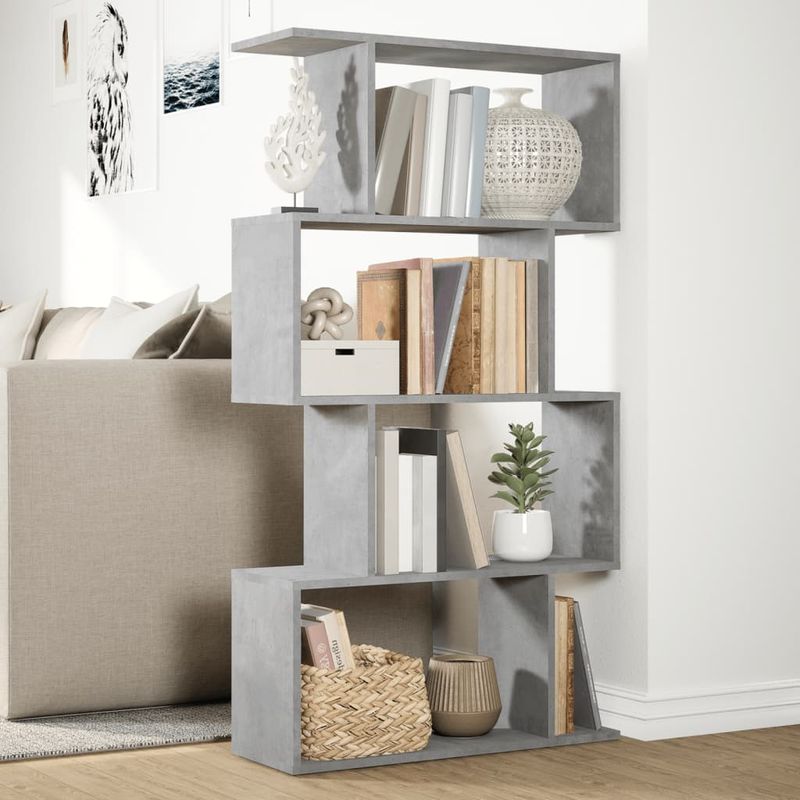 Casa si Gradina - Mobilier - Biblioteci si rafturi - Biblioteci - Biblioteca/separator 4 niveluri gri beton 70x24x129cm lemn - Infinity.ro
