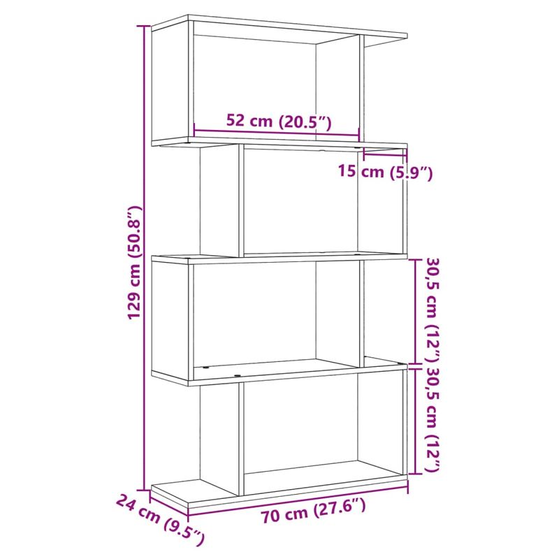 Casa si Gradina - Mobilier - Biblioteci si rafturi - Biblioteci - Biblioteca/separator 4 niveluri gri beton 70x24x129cm lemn - Infinity.ro
