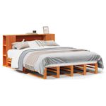 Casa si Gradina - Mobilier - Paturi si accesorii - Paturi - Pat cu biblioteca fara saltea maro ceruit 140x200 cm lemn masiv - Infinity.ro
