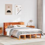 Casa si Gradina - Mobilier - Paturi si accesorii - Paturi - Pat cu biblioteca fara saltea maro ceruit 140x200 cm lemn masiv - Infinity.ro