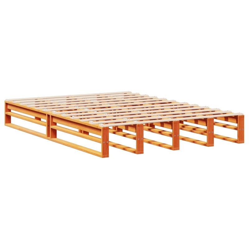 Casa si Gradina - Mobilier - Paturi si accesorii - Paturi - Pat cu biblioteca fara saltea maro ceruit 140x200 cm lemn masiv - Infinity.ro