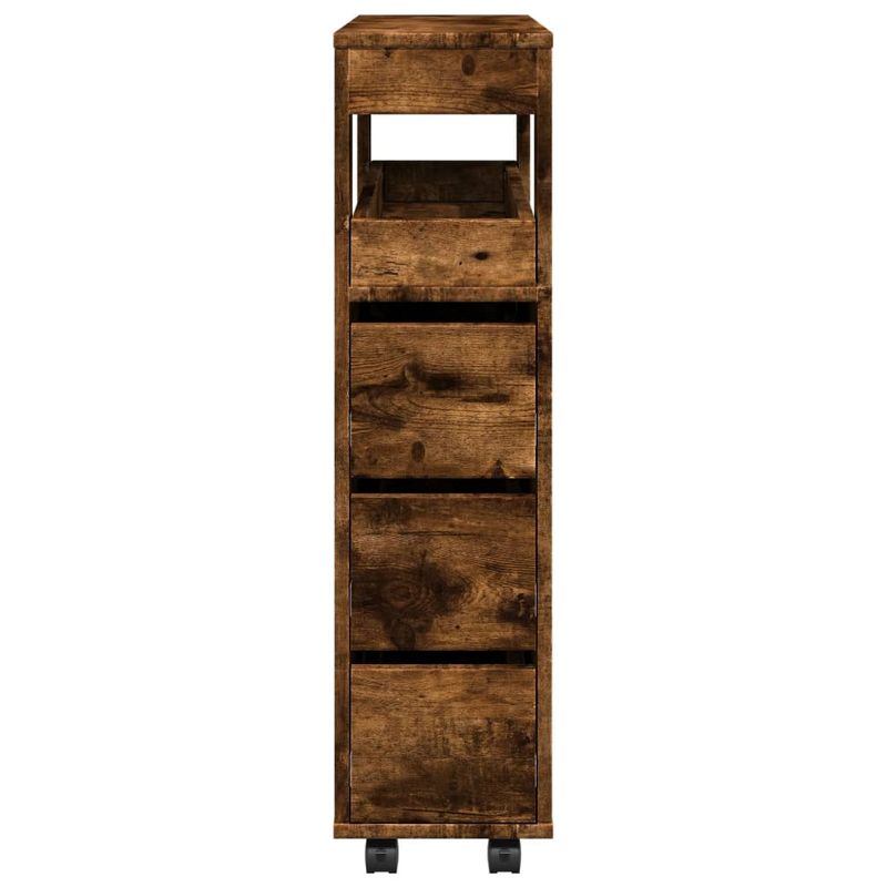 Casa si Gradina - Mobilier - Dulapuri si sifoniere - Dulapuri - Dulap de baie ingust cu roti, stejar fumuriu, lemn prelucrat - Infinity.ro