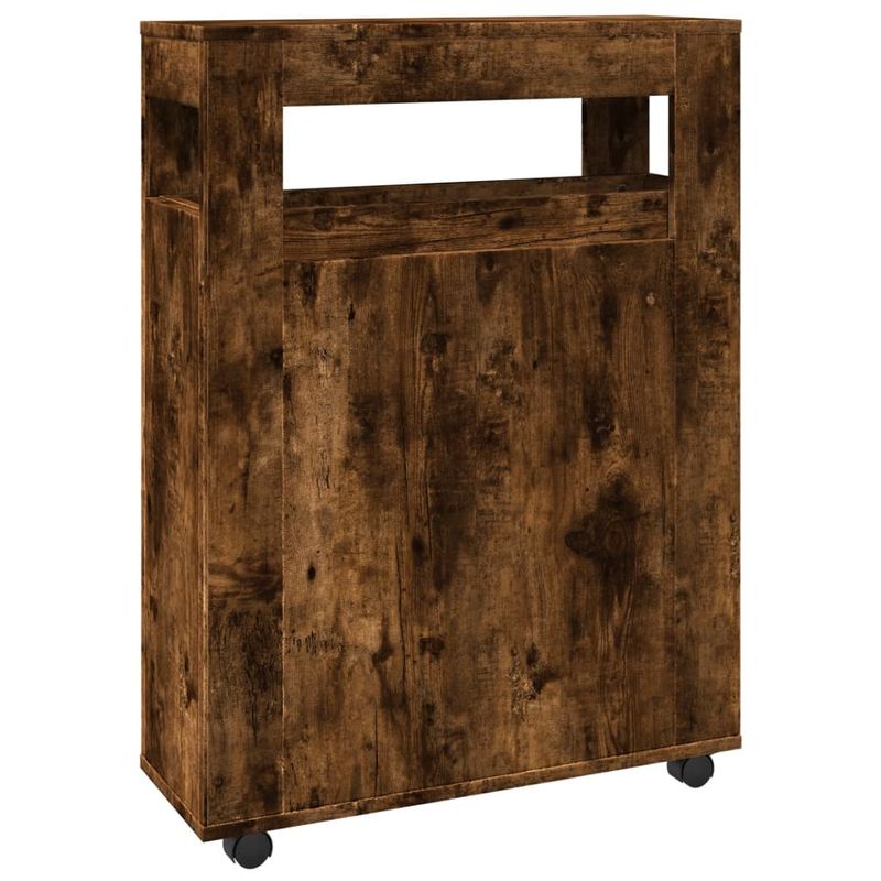 Casa si Gradina - Mobilier - Dulapuri si sifoniere - Dulapuri - Dulap de baie ingust cu roti, stejar fumuriu, lemn prelucrat - Infinity.ro