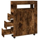 Casa si Gradina - Mobilier - Dulapuri si sifoniere - Dulapuri - Dulap de baie ingust cu roti, stejar fumuriu, lemn prelucrat - Infinity.ro