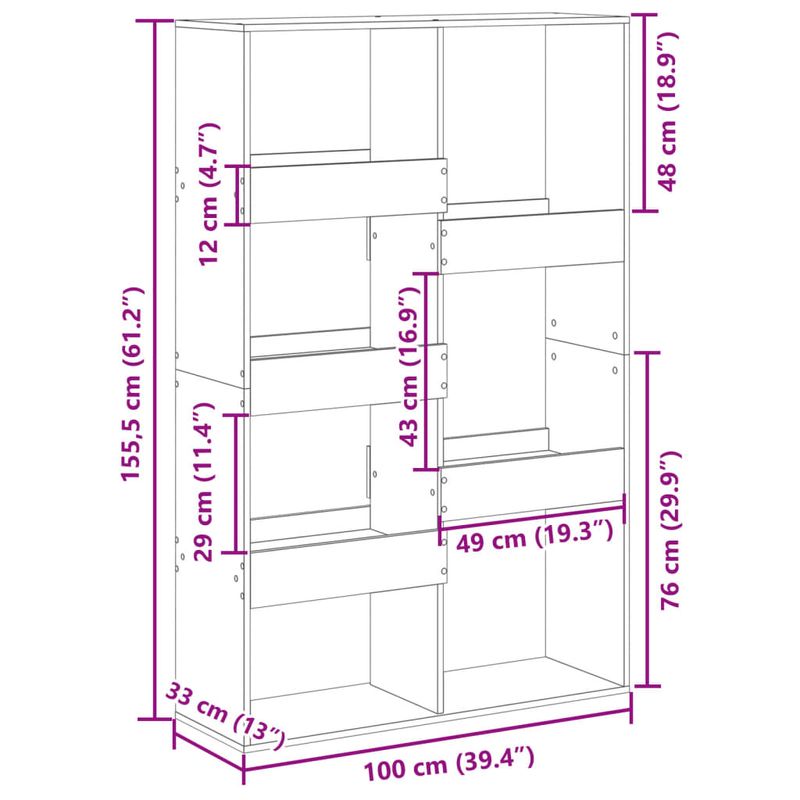 Casa si Gradina - Mobilier - Biblioteci si rafturi - Biblioteci - Biblioteca, stejar maro, 100x33x155,5 cm, lemn prelucrat - Infinity.ro