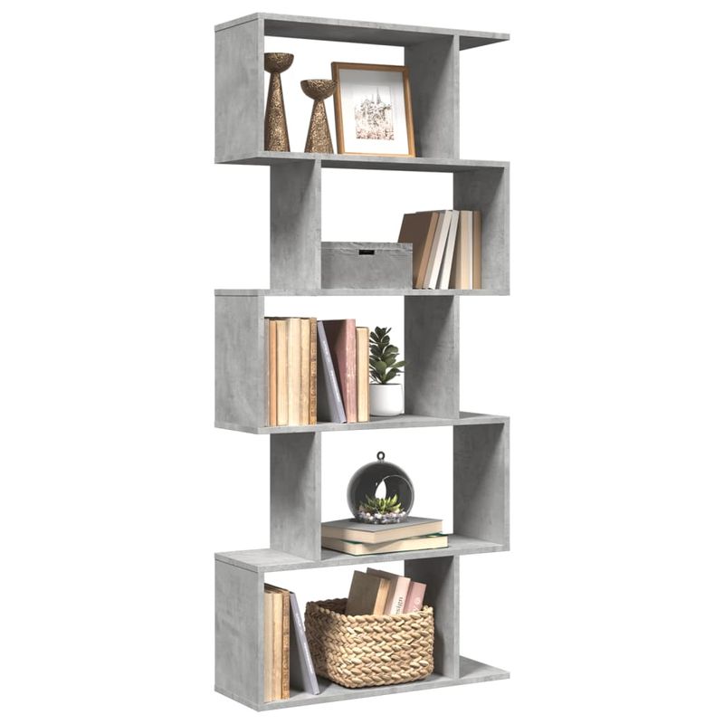Casa si Gradina - Mobilier - Biblioteci si rafturi - Biblioteci - Biblioteca/separator 5 niveluri gri beton 70x24x161 cm lemn - Infinity.ro