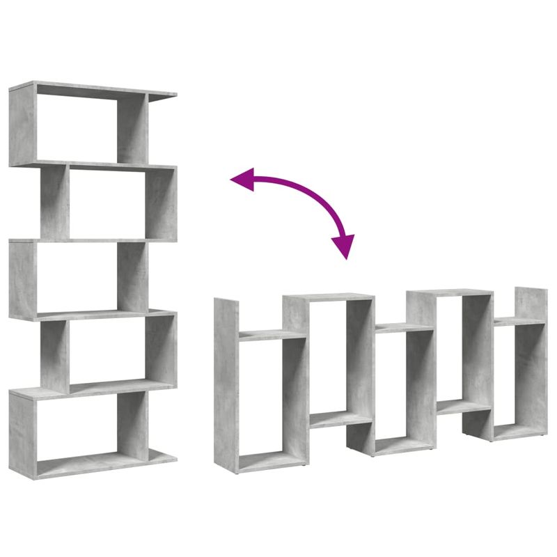 Casa si Gradina - Mobilier - Biblioteci si rafturi - Biblioteci - Biblioteca/separator 5 niveluri gri beton 70x24x161 cm lemn - Infinity.ro