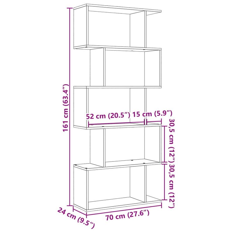 Casa si Gradina - Mobilier - Biblioteci si rafturi - Biblioteci - Biblioteca/separator 5 niveluri gri beton 70x24x161 cm lemn - Infinity.ro
