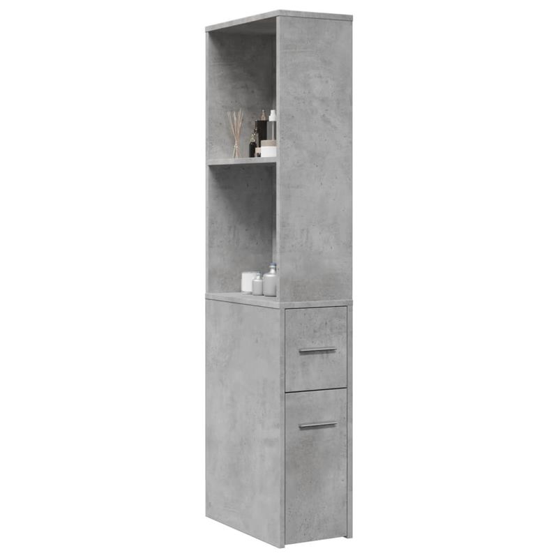 Casa si Gradina - Mobilier - Dulapuri si sifoniere - Dulapuri - Dulap de baie ingust cu roti, gri beton, lemn prelucrat - Infinity.ro