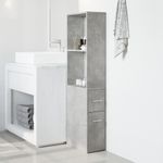 Casa si Gradina - Mobilier - Dulapuri si sifoniere - Dulapuri - Dulap de baie ingust cu roti, gri beton, lemn prelucrat - Infinity.ro