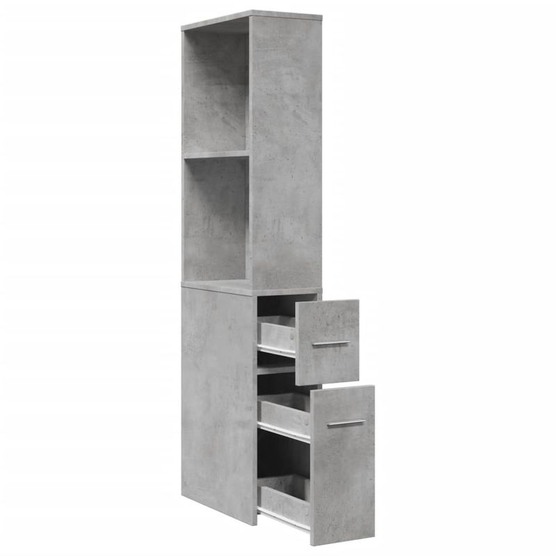 Casa si Gradina - Mobilier - Dulapuri si sifoniere - Dulapuri - Dulap de baie ingust cu roti, gri beton, lemn prelucrat - Infinity.ro