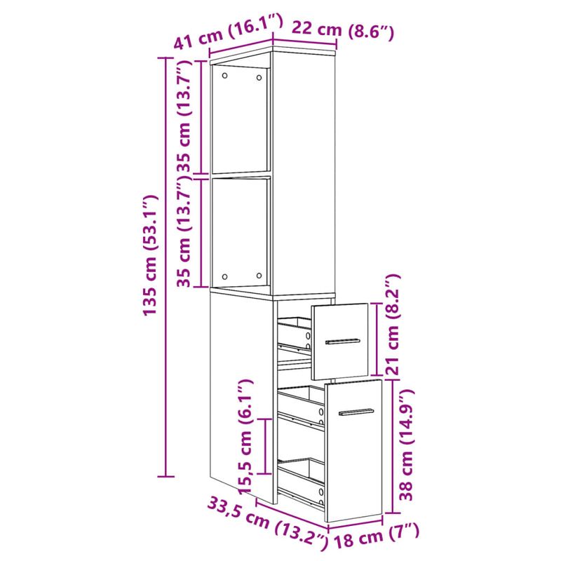 Casa si Gradina - Mobilier - Dulapuri si sifoniere - Dulapuri - Dulap de baie ingust cu roti, gri beton, lemn prelucrat - Infinity.ro