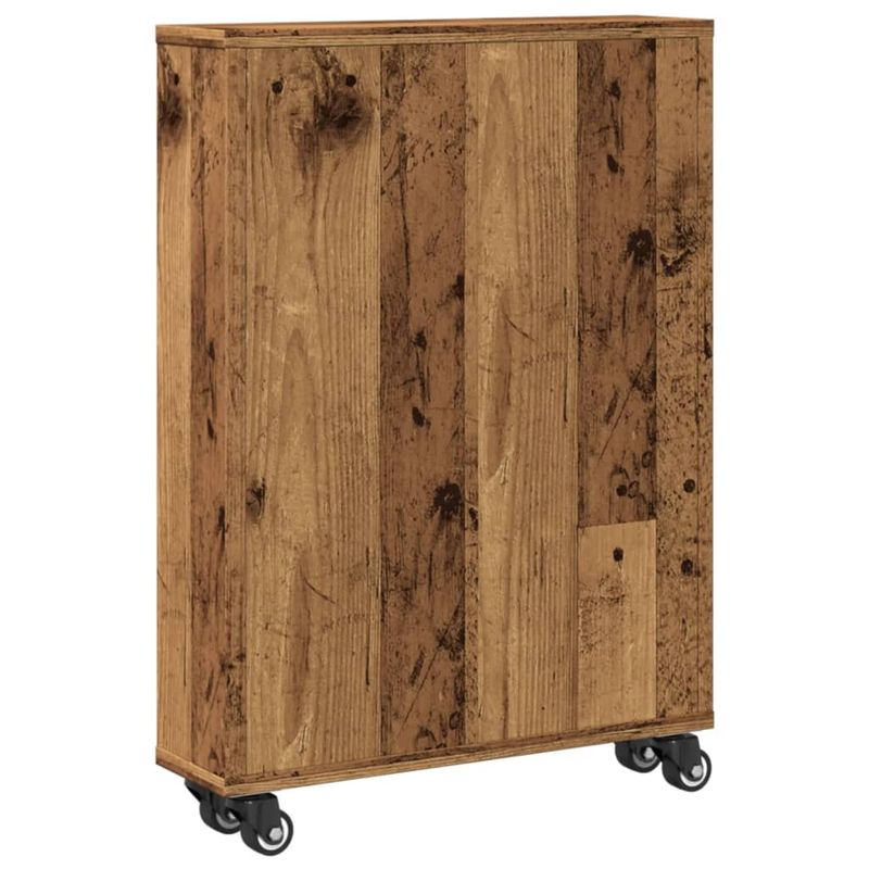 Casa si Gradina - Mobilier - Biblioteci si rafturi - Biblioteci - Carucior depozitare ingust lemn vechi 48x13x68cm lemn prelucrat - Infinity.ro