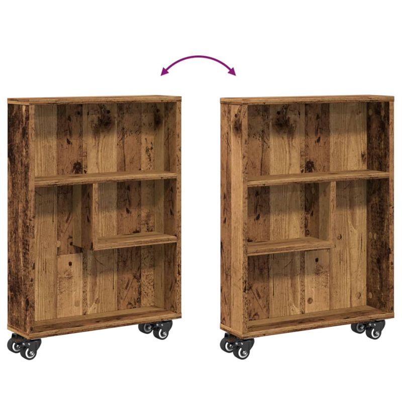Casa si Gradina - Mobilier - Biblioteci si rafturi - Biblioteci - Carucior depozitare ingust lemn vechi 48x13x68cm lemn prelucrat - Infinity.ro