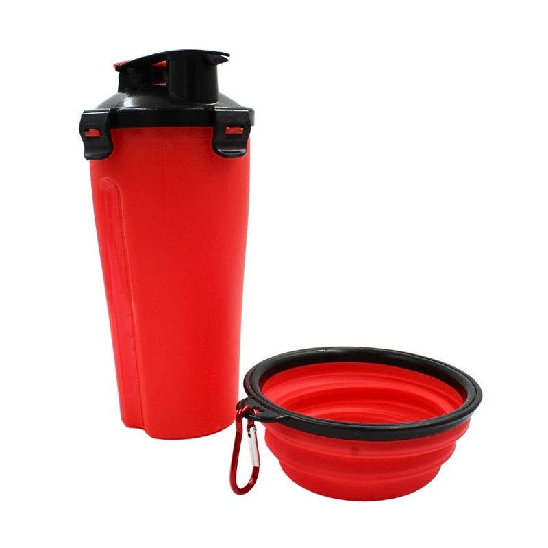 Petshop - Accesorii petshop - Castroane si adapatori - Set hrana animale, apa si mancare, compartimente duble 440 ml, Dogs Collection, fara BPA, FSC, rosu cu negru - Infinity.ro