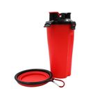 Petshop - Accesorii petshop - Castroane si adapatori - Set hrana animale, apa si mancare, compartimente duble 440 ml, Dogs Collection, fara BPA, FSC, rosu cu negru - Infinity.ro