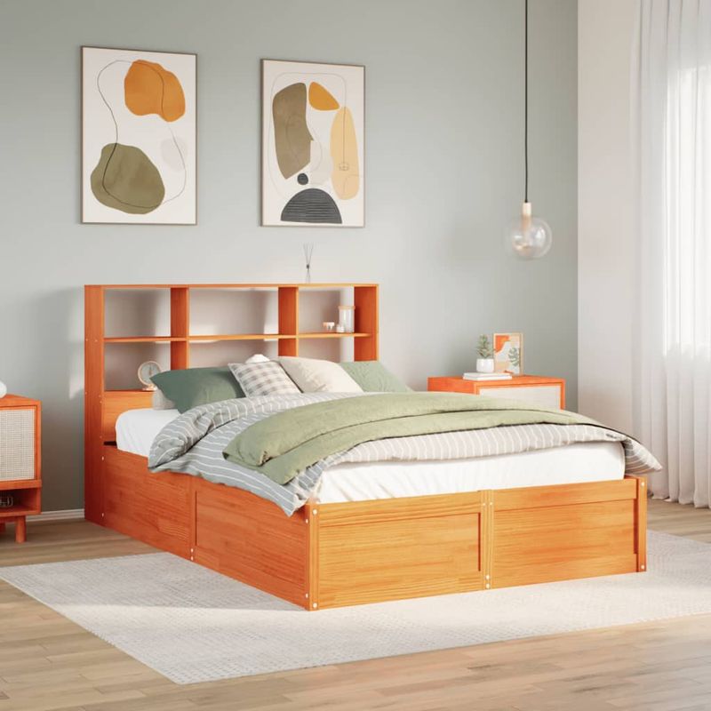 Casa si Gradina - Mobilier - Paturi si accesorii - Paturi - Cadru de pat fara saltea, maro ceruit 150x200 cm lemn masiv pin - Infinity.ro