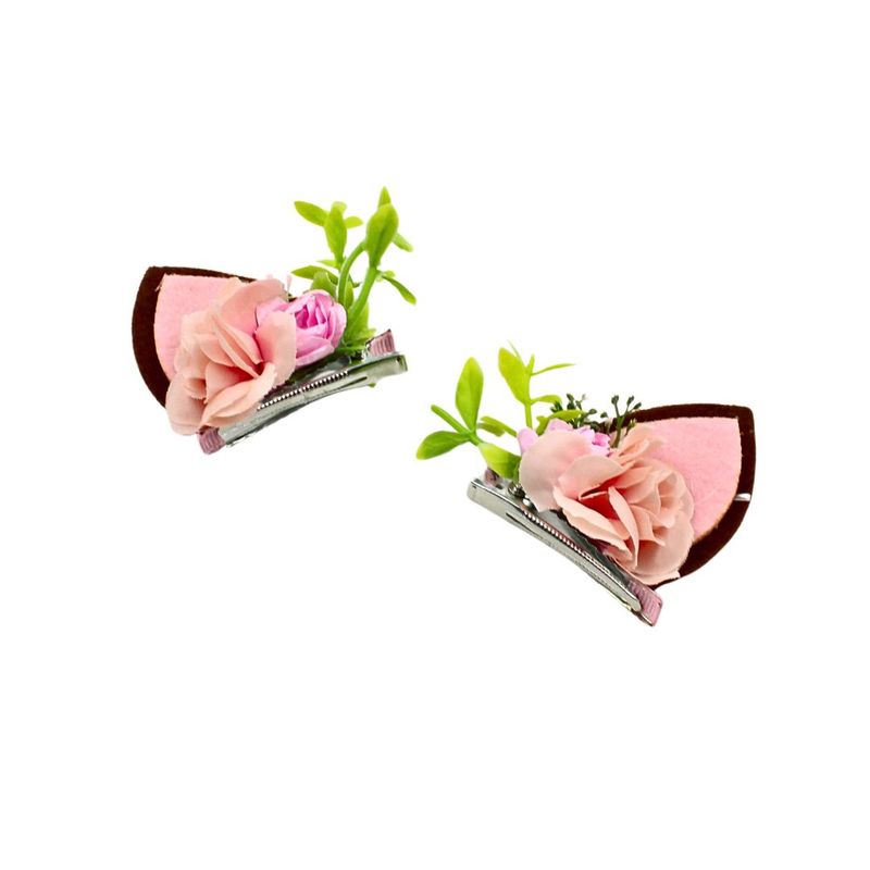 Fashion, accesorii si bijuterii - Copii - Accesorii copii - Accesorii pentru par copii - Set 2 clame Zooky urechiuse roz-maro - Infinity.ro