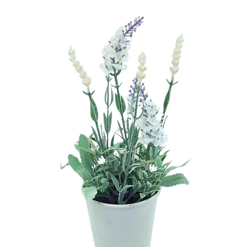 Casa si Gradina - Decoratiuni - Obiecte decorative - Plante artificiale - Lavanda artificiala in ghiveci, 28x9 cm, alb - Infinity.ro