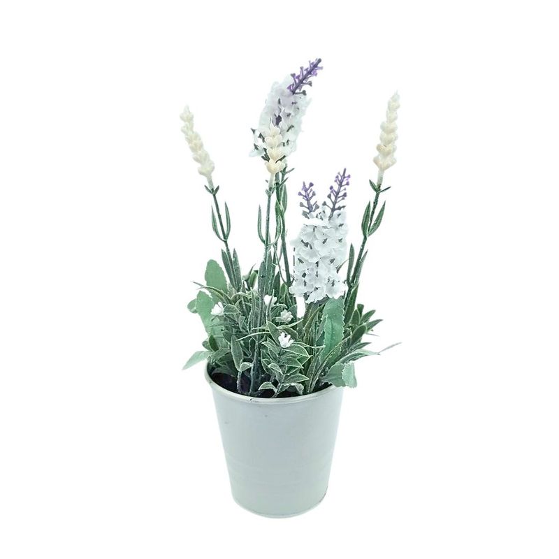 Casa si Gradina - Decoratiuni - Obiecte decorative - Plante artificiale - Lavanda artificiala in ghiveci, 28x9 cm, alb - Infinity.ro