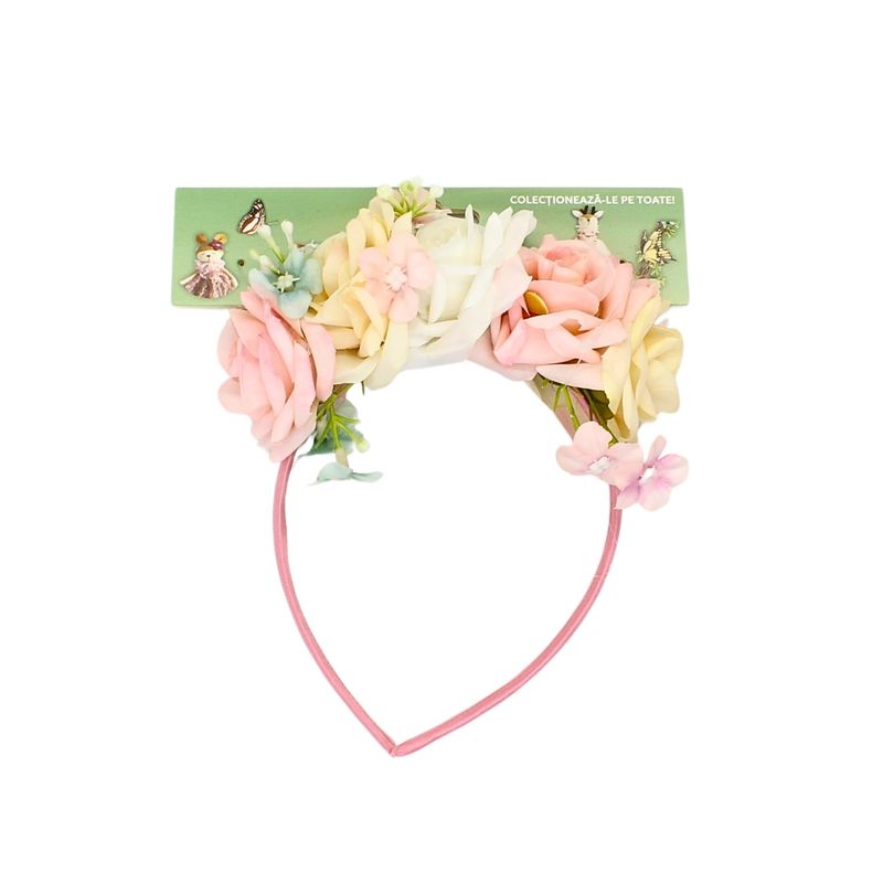 Fashion, accesorii si bijuterii - Copii - Accesorii copii - Accesorii pentru par copii - Coronita par culoarea roz cu trandafiri - Infinity.ro