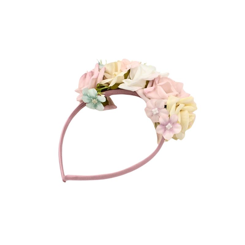 Fashion, accesorii si bijuterii - Copii - Accesorii copii - Accesorii pentru par copii - Coronita par culoarea roz cu trandafiri - Infinity.ro