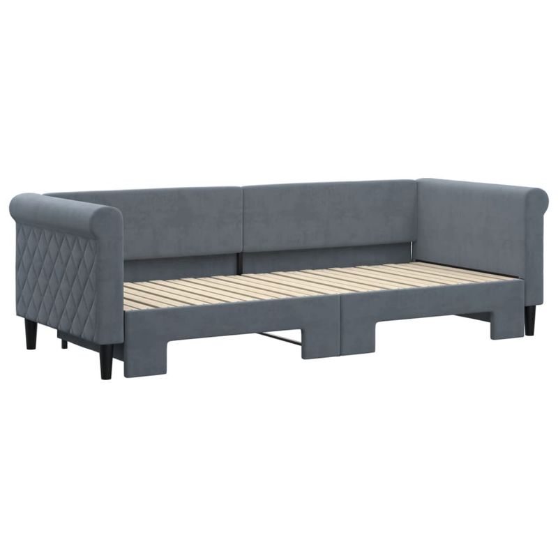 Casa si Gradina - Mobilier - Paturi si accesorii - Paturi - Pat de zi cu extensie, gri inchis, 80x200 cm, catifea - Infinity.ro