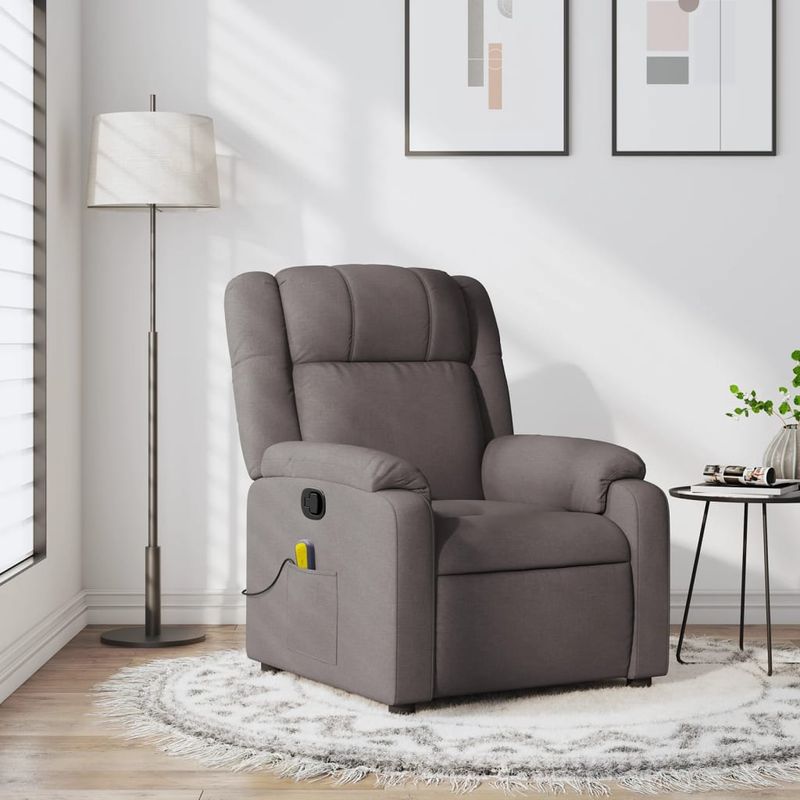 Ingrijire personala si Cosmetice - Sanatate si wellness - Articole wellness - Fotolii de masaj - Fotoliu de masaj rabatabil, gri taupe, material textil - Infinity.ro