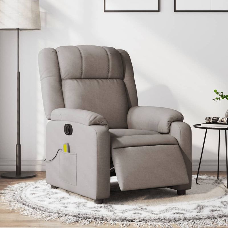 Ingrijire personala si Cosmetice - Sanatate si wellness - Articole wellness - Fotolii de masaj - Fotoliu electric de masaj rabatabil, gri taupe, textil - Infinity.ro