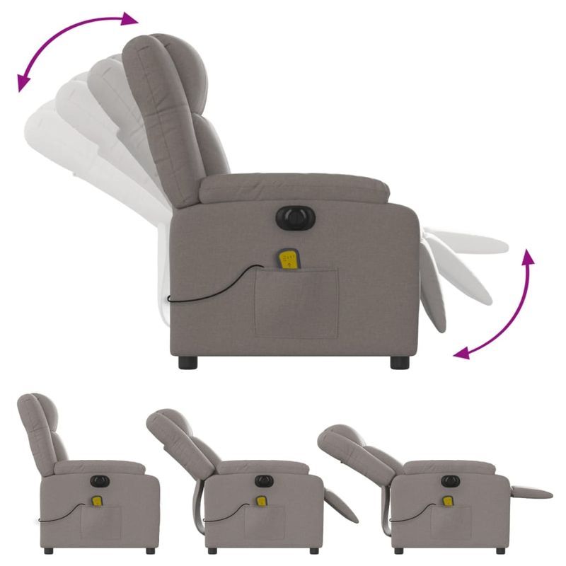Ingrijire personala si Cosmetice - Sanatate si wellness - Articole wellness - Fotolii de masaj - Fotoliu electric de masaj rabatabil, gri taupe, textil - Infinity.ro