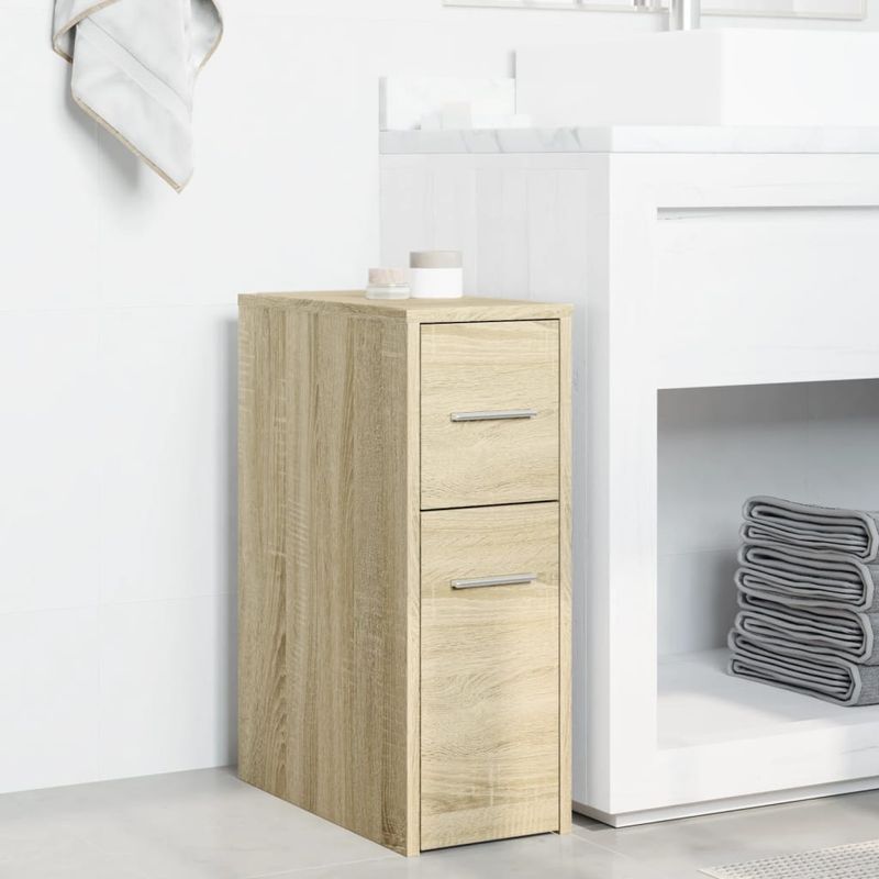 Casa si Gradina - Mobilier - Dulapuri si sifoniere - Dulapuri - Dulap de baie ingust cu roti, stejar sonoma, lemn prelucrat - Infinity.ro