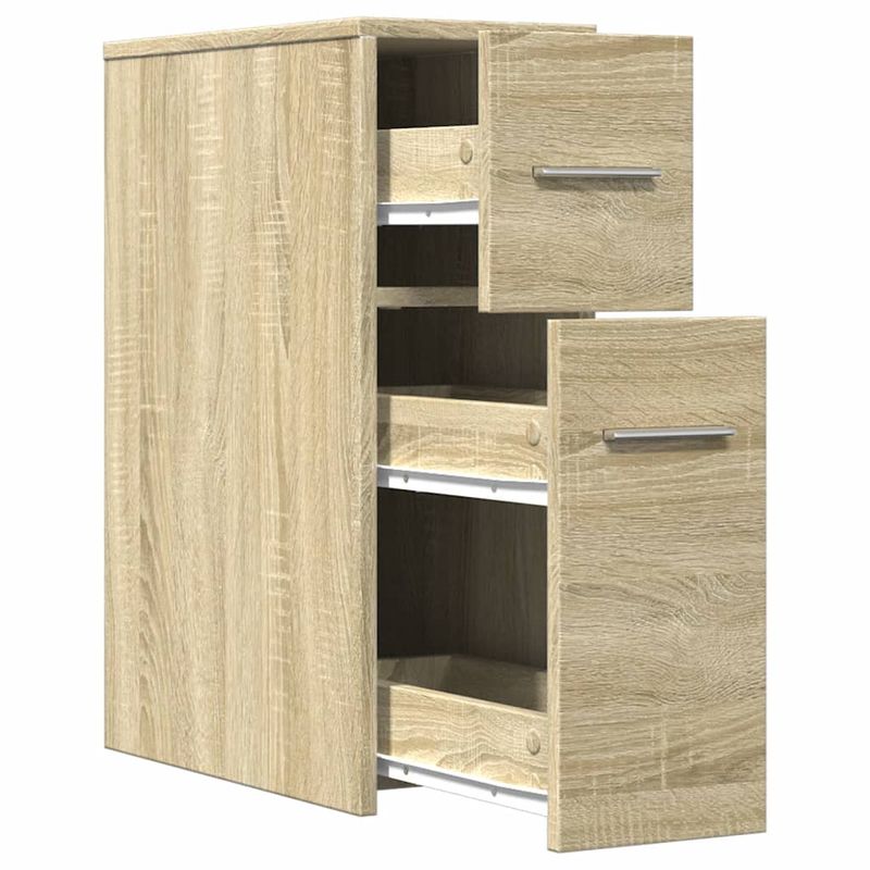 Casa si Gradina - Mobilier - Dulapuri si sifoniere - Dulapuri - Dulap de baie ingust cu roti, stejar sonoma, lemn prelucrat - Infinity.ro