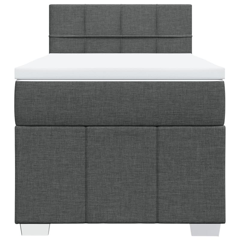 Casa si Gradina - Mobilier - Paturi si accesorii - Paturi - Pat box spring cu saltea, gri inchis, 90x200 cm, textil - Infinity.ro